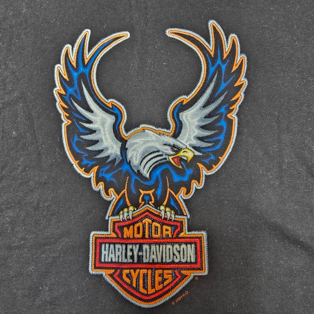 Harley Davidson T-Shirt Mens XL Black 2004 Eagle Graphic Biker Tee USA Vintage